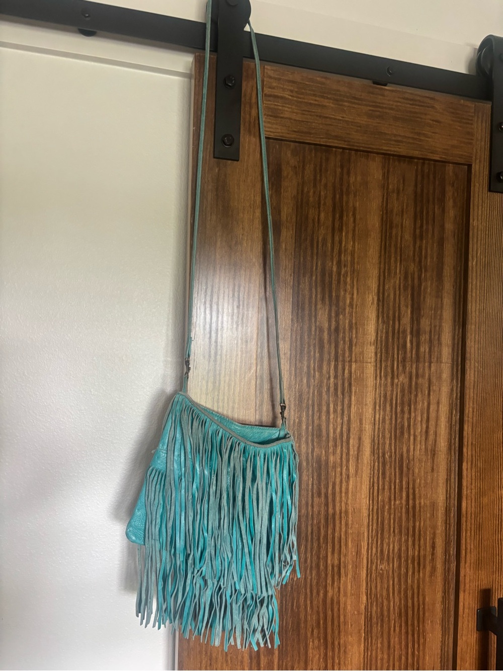 Two Bar West Turquoise Fringe Crossbody Bag.